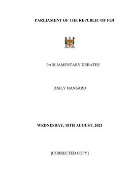 Parliament of the Republic of Fiji Parliamentary Debates
