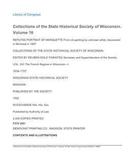 Collections of the State Historical Society of Wisconsin. Volume 16