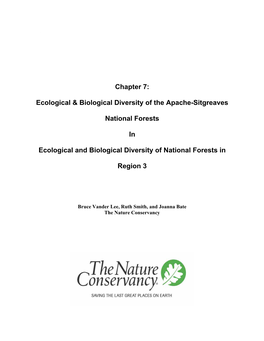 Chapter 7: Ecological & Biological Diversity of the Apache-Sitgreaves NF