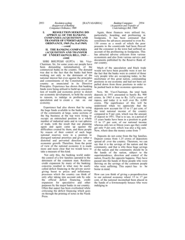 2953 Resolution Seeking [RAJYASABHA] Banking Companies 2954 Disapproval of Banking (Acquisition and Transfer of Companies Ordinance, 1969 Undertakings) Bill, 1969 I