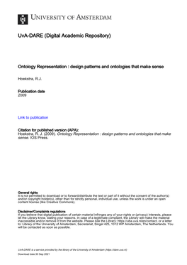 Ontology Representation : Design Patterns and Ontologies That Make Sense