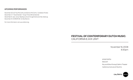 Festival of Contemporary Dutch Music: California E.A.R