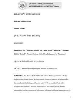 Docket No. FWS–R5–ES–2012–0056]