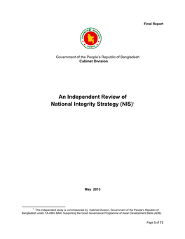 An Independent Review of National Integrity Strategy (NIS)1