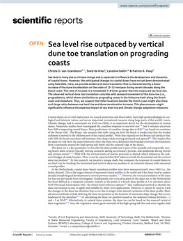 Sea Level Rise Outpaced by Vertical Dune Toe Translation on Prograding Coasts Christa O