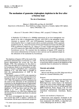 The Mechanism of Guanosine Triphosphate Depletion in the Liver After a Fructose Load the Role of Fructokinase