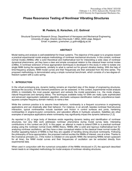 Phase Resonance Testing of Nonlinear Vibrating Structures