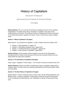 History of Capitalism