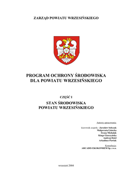 Program Ochrony Środowiska Dla Powiatu Wrzesińskiego
