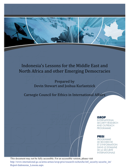 Indonesia's Lessons for the Middle East and North Africa and Other Emerging Democracies