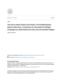 The Parallel Between Martin Luther King, Jr.'S Elements of a Nonviolent Civil Rights Campaign and Jackie Robinson's Entry Onto the Brooklyn Dodgers