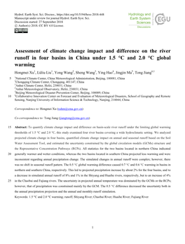 Assessment of Climate Change Impact and Difference on the River Runoff In