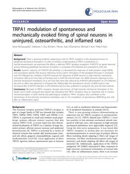 TRPA1 Modulation of Spontaneous and Mechanically Evoked Firing Of