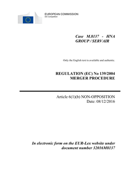 Hna Group / Servair Regulation