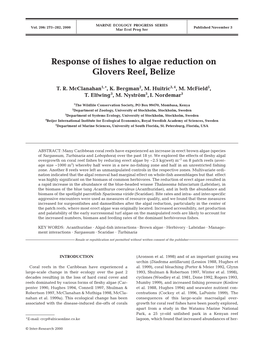 Response of Fishes to Algae Reduction on Glovers Reef, Belize