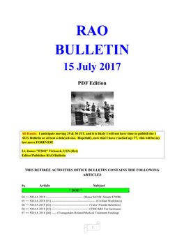 RAO BULLETIN 15 July 2017