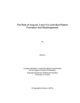The Role of Iroquois 3 and 5 in Limb Bud Pattern Formation and Morphogenesis
