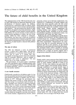The Future of Child Benefits in the United Kingdom