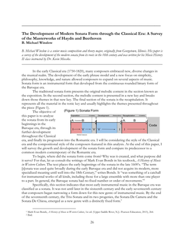 The Development of Modern Sonata Form Through the Classical Era: a Survey of the Masterworks of Haydn and Beethoven B