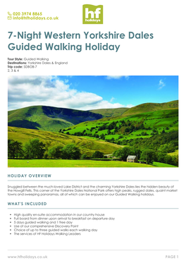 7-Night Western Yorkshire Dales Guided Walking Holiday