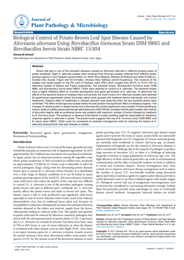 Biological Control of Potato Brown Leaf Spot Disease Caused By