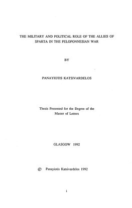 The Military and Political Role of the Allies of Sparta in the Peloponnesian War