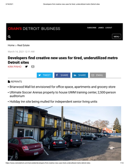 Developers Find Creative New Uses for Tired, Underutilized Metro Detroit Sites