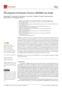 Development of Pandemic Vaccines: ERVEBO Case Study