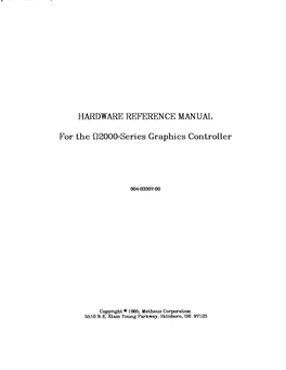 HARDWARE REFERENCE MANUAL for the Q2000-Series Graphics