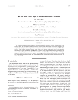 On the Wind Power Input to the Ocean General Circulation