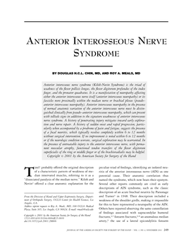 Anterior Interosseous Nerve Syndrome