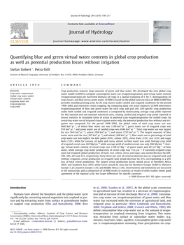 Quantifying Blue and Green Virtual Water Contents in Global Crop Production As Well As Potential Production Losses Without Irrigation