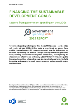 Financing the Sustainable Development Goals: Lessons from Government Spending on the Mdgs