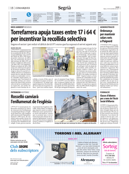 Torrefarrera Apuja Taxes Entre 17 I 64 € Per Incentivar La Recollida Selectiva