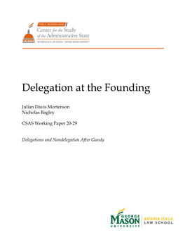 Delegation at the Founding
