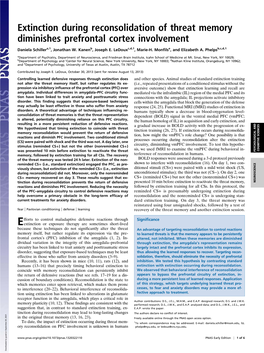 Extinction During Reconsolidation of Threat Memory Diminishes Prefrontal Cortex Involvement