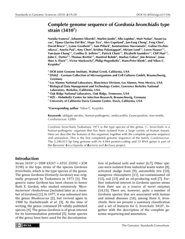 Gordonia Bronchialis Type Strain (3410T)