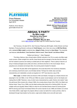 Press Release- Abigails FINAL