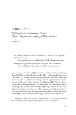 Introduction Fighting for a Constitutional China: Public Enlightenment and Legal Professionalism
