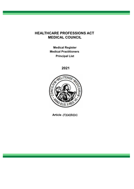 Healthcare Professions Act Medical Council 2021