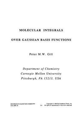 Molecular Integrals Over Gaussian Basis Functions 143 1