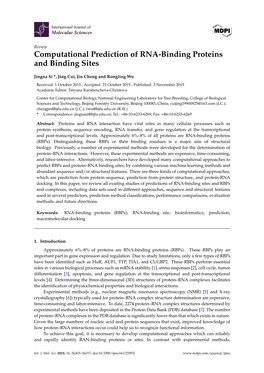 Computational Prediction of RNA-Binding Proteins and Binding Sites