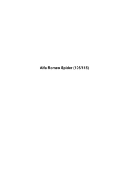 Alfa Romeo Spider (105/115) Table of Contents