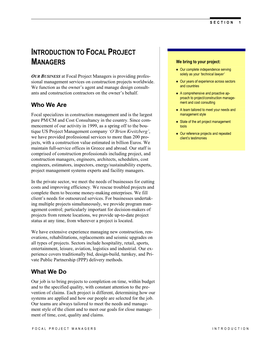 Introduction to Focal Project Managers