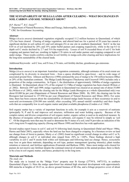 The Sustainability of Mulga Lands After Clearing – What Do Changes in Soil Carbon and Soil Nitrogen Show?