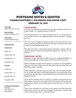 Postgame Notes & Quotes