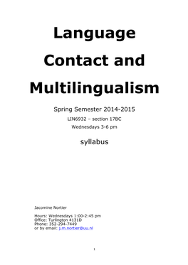 Language Contact and Multilingualism