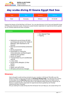 Day Scuba Diving El Gouna Egypt Red Sea