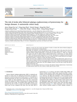 The Risk of Stroke After Bilateral Salpingo-Oophorectomy at Hysterectomy for T Benign Diseases: a Nationwide Cohort Study