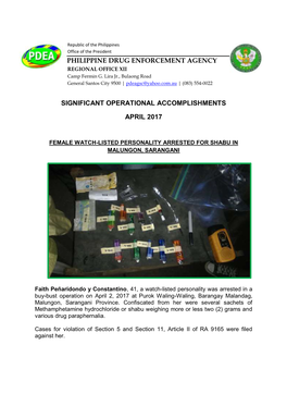 Philippine Drug Enforcement Agency Significant